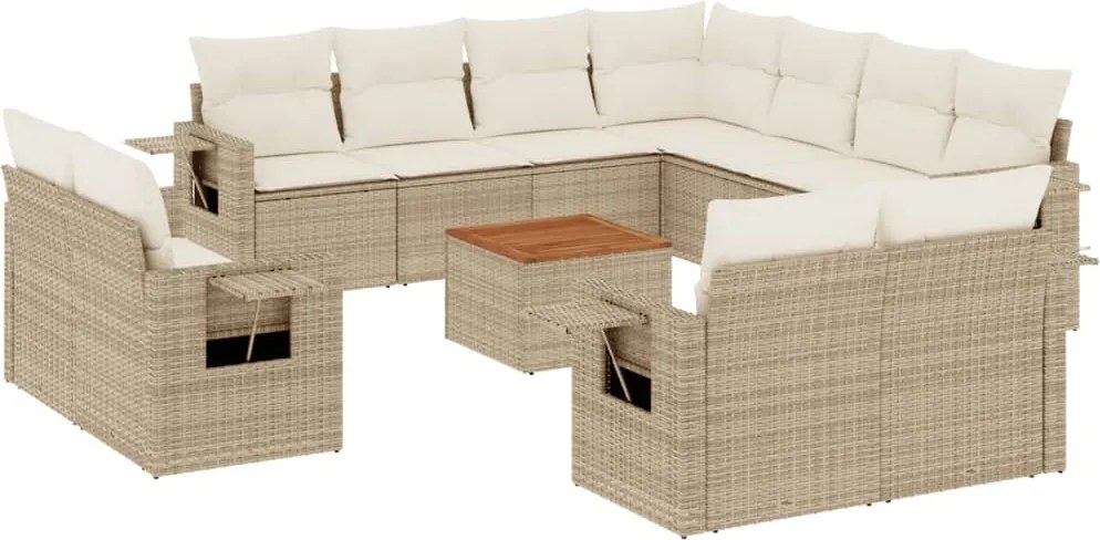 vidaXL Set canapele de grădină cu perne, 12 piese, bej, poliratan