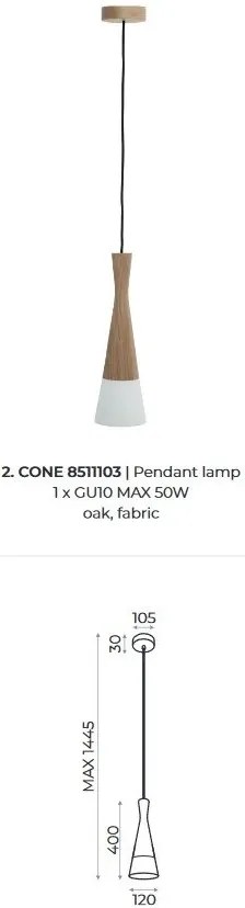 Pendul din lemn design modern Cone maro