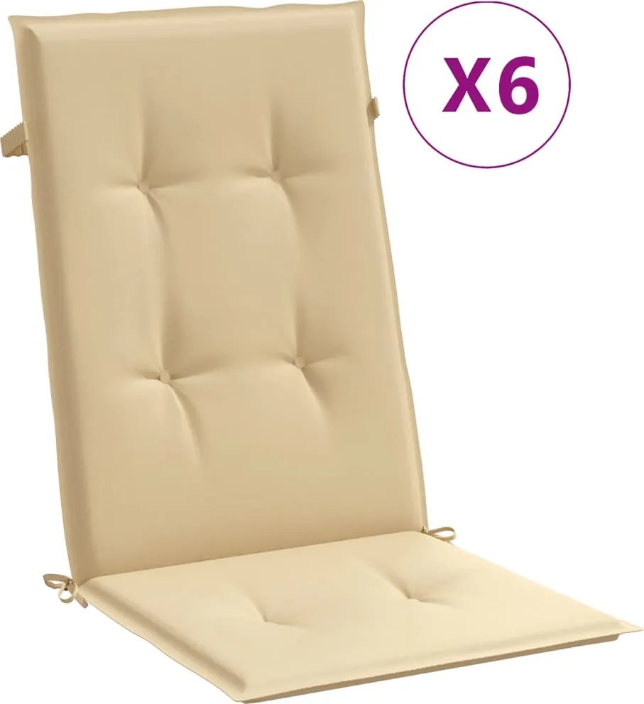 vidaXL Perne scaun cu spătar înalt 6 buc. melanj bej 120x50x4cm textil