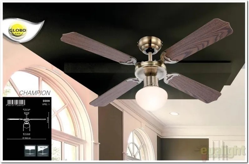 Lustra Ventilator cu palete ventilatie in doua culori Champion 0309 GL