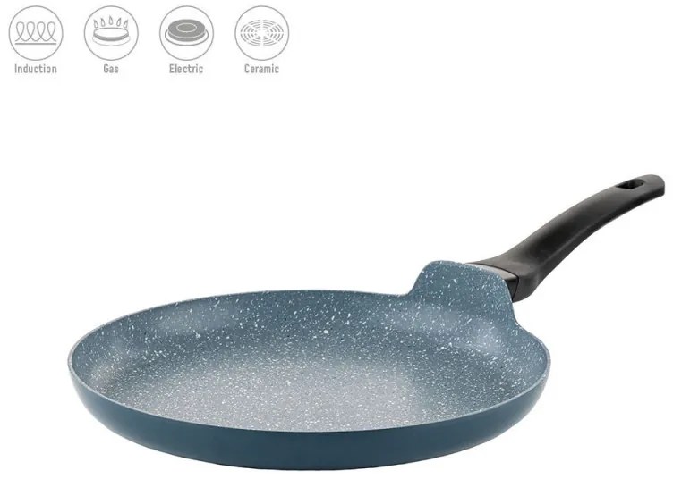 Tigaie pentru clatite Luigi Ferrero Prima FR-2832, 28x3 cm, Acoperire antiaderenta cu efect de marmura, Inductie, Albastru inchis