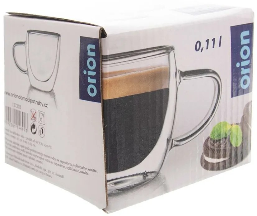Cană Orion din sticlă cu perete dublu,  110 ml, XS