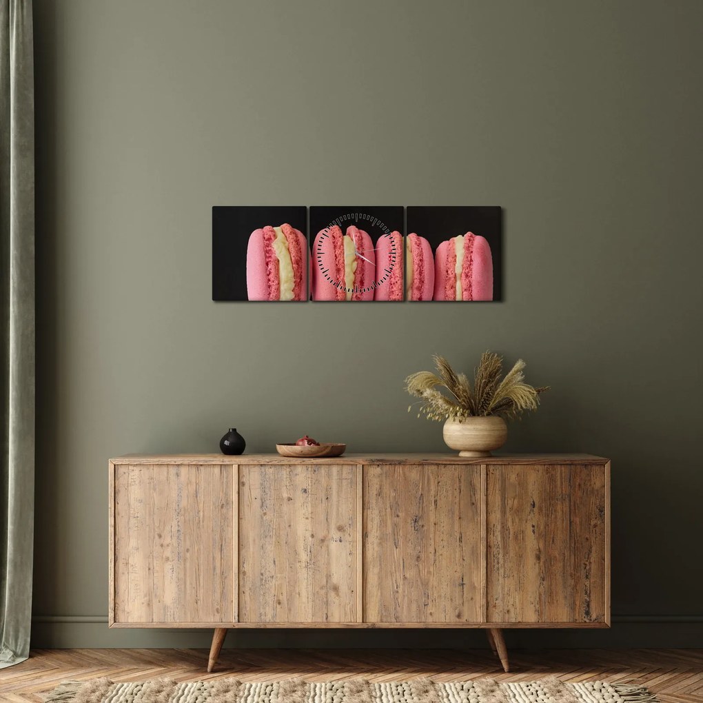 Tablou cu macarons (cu ceas) (90x30 cm)