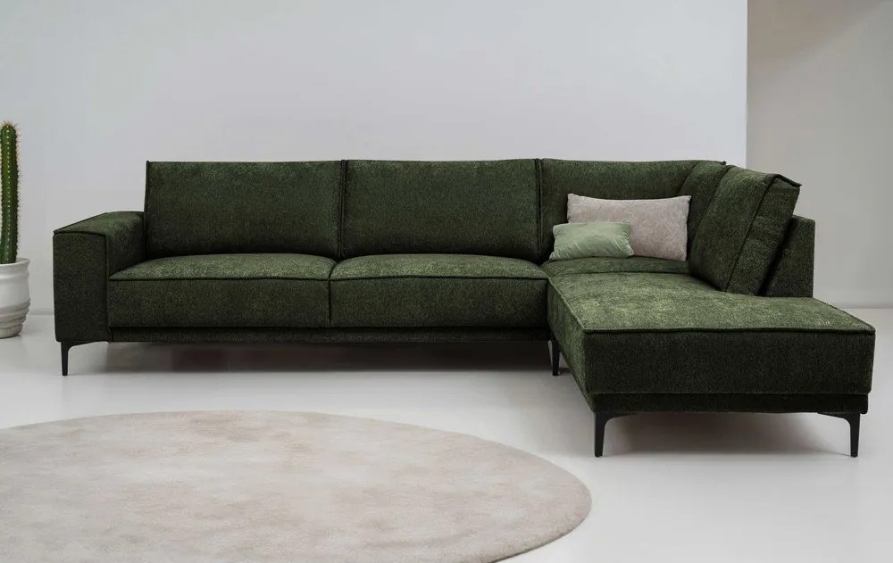 Colțar verde cu tapițerie din chenille (cu colț pe partea dreaptă/în formă de ”L”) Copenhagen – Scandic