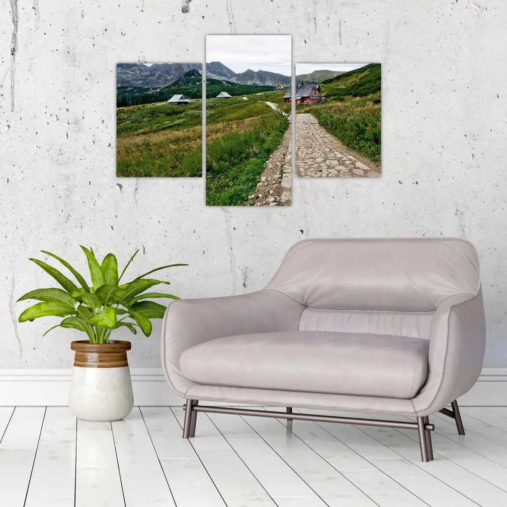 Tablou - Peisaj montan cu case (90x60 cm)
