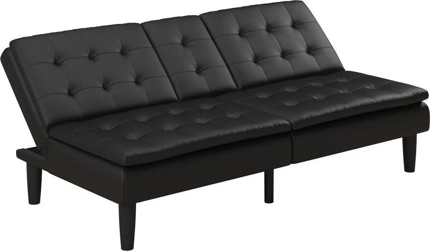 Canapea neagră extensibilă cu tapițerie din imitație de piele 191 cm Maine – Støraa