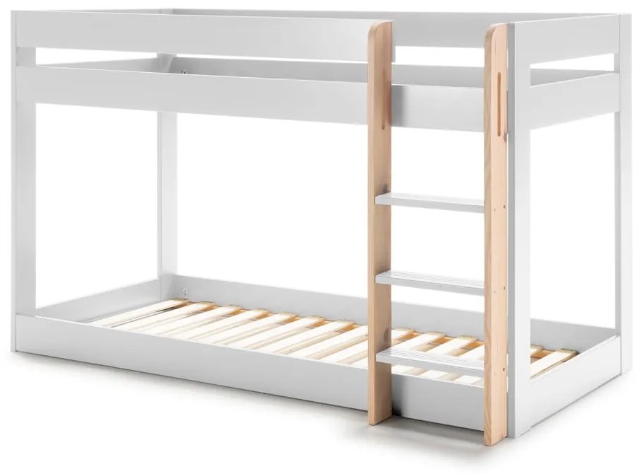 Pat pentru copii alb supraetajat 90x190 cm Angel – Marckeric