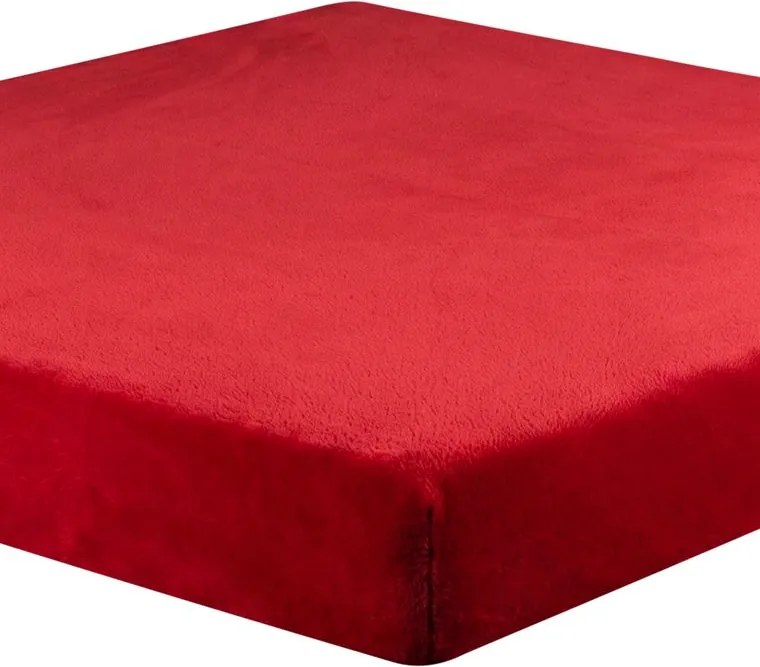 decoDoma Cearceaf cu elastic din micropluş roşu pat simplu