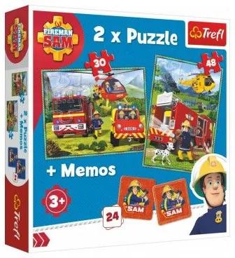 Puzzle 2in1 + joc de memorie Pompierul Sam 27,5x20,5cm