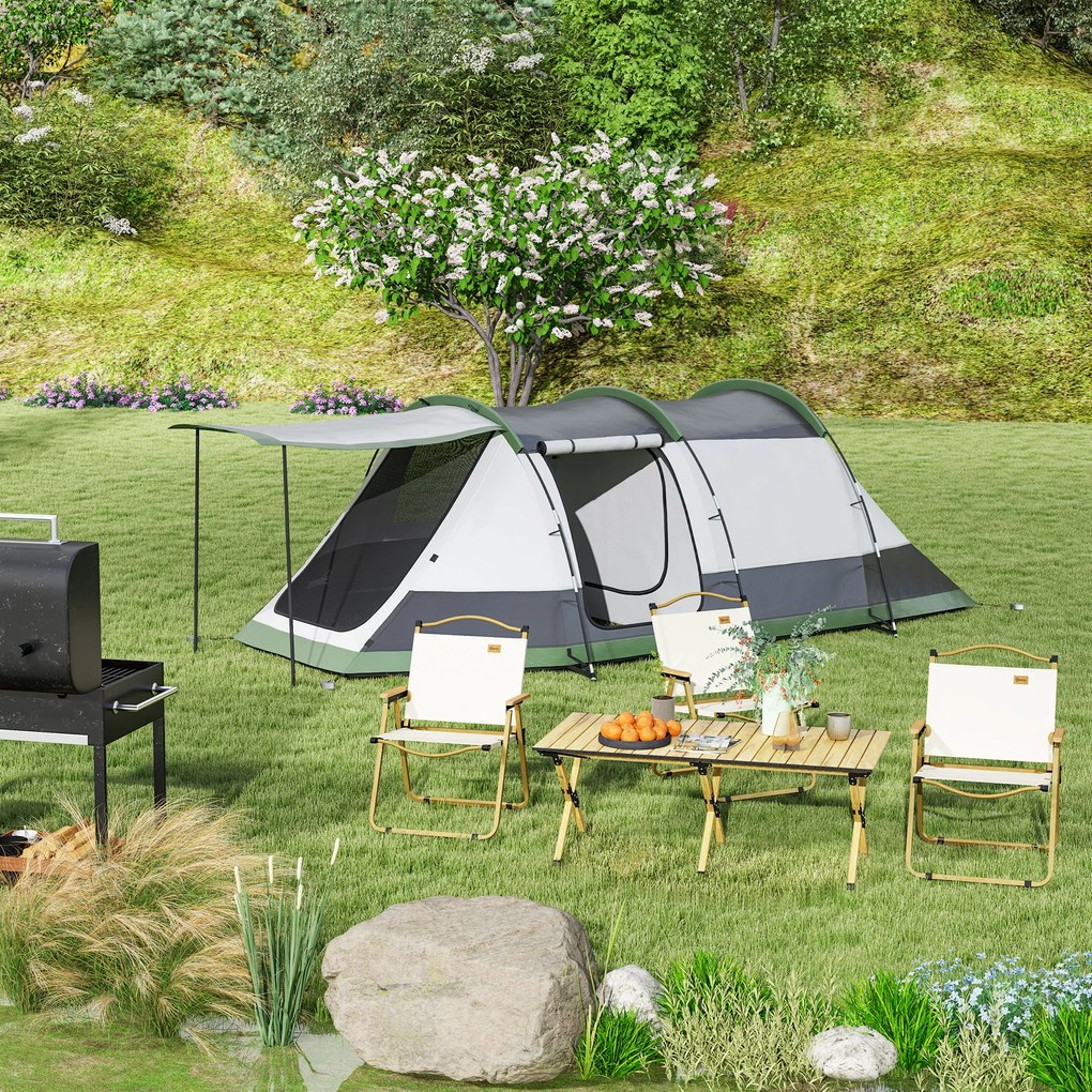 Outsunny Set de 2 scaune de camping scaun de pescuit pliant - tesatura Oxford si structura din otel 54 x 59 x 78 cm kaki | Aosom Romania
