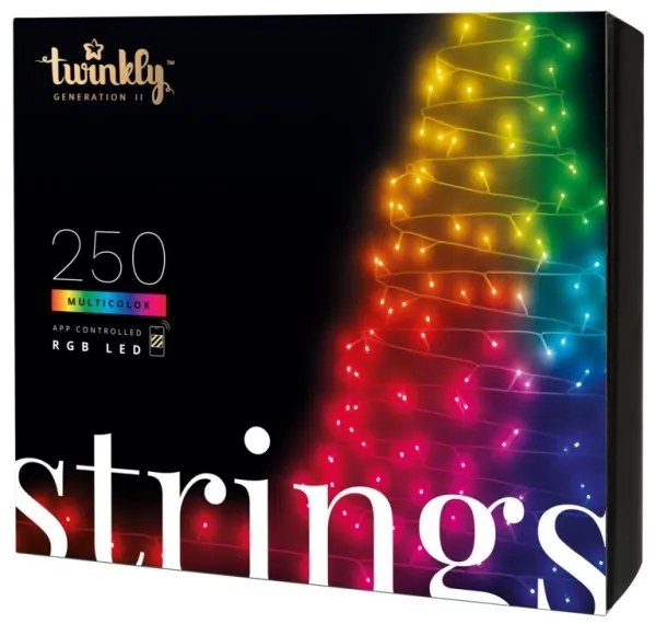 Twinkly TWS250STP-BEU - Ghirlandă LED RGB de exterior, 250 LED, 23,5 m, IP44, Wi-Fi