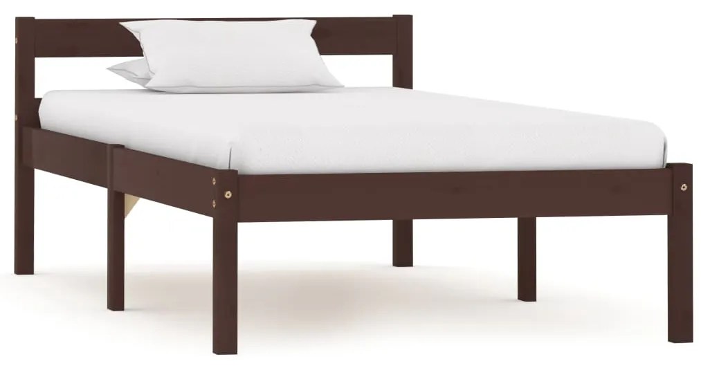 vidaXL Cadru de pat, maro închis, 90 x 200 cm, lemn masiv de pin