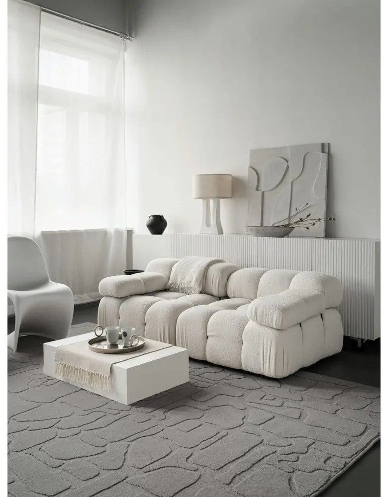 Covor gri din lână 200x300 cm Morphic Dunes – Agnella