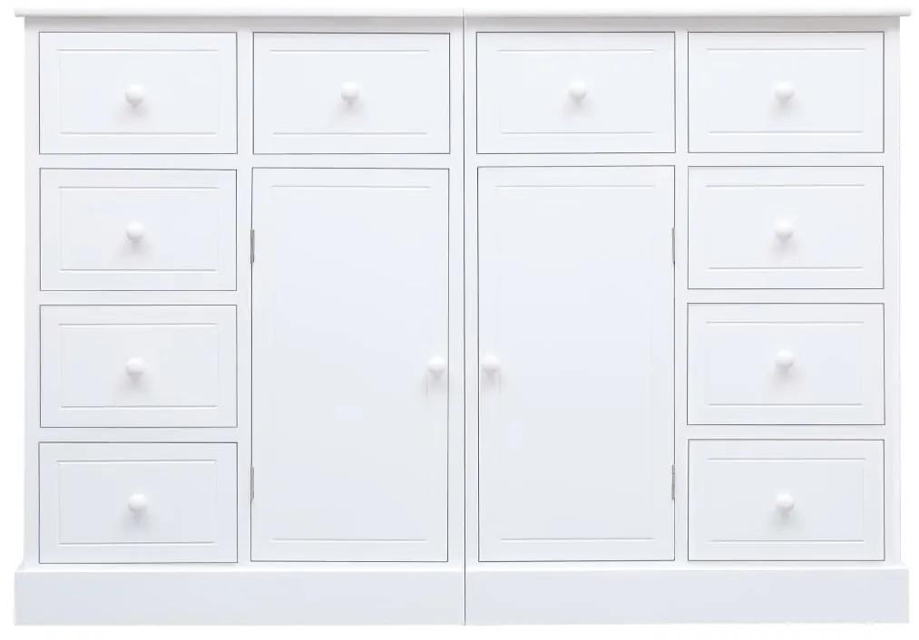 284177 vidaXL Servantă cu 10 sertare, alb, 113 x 30 x 79 cm, lemn