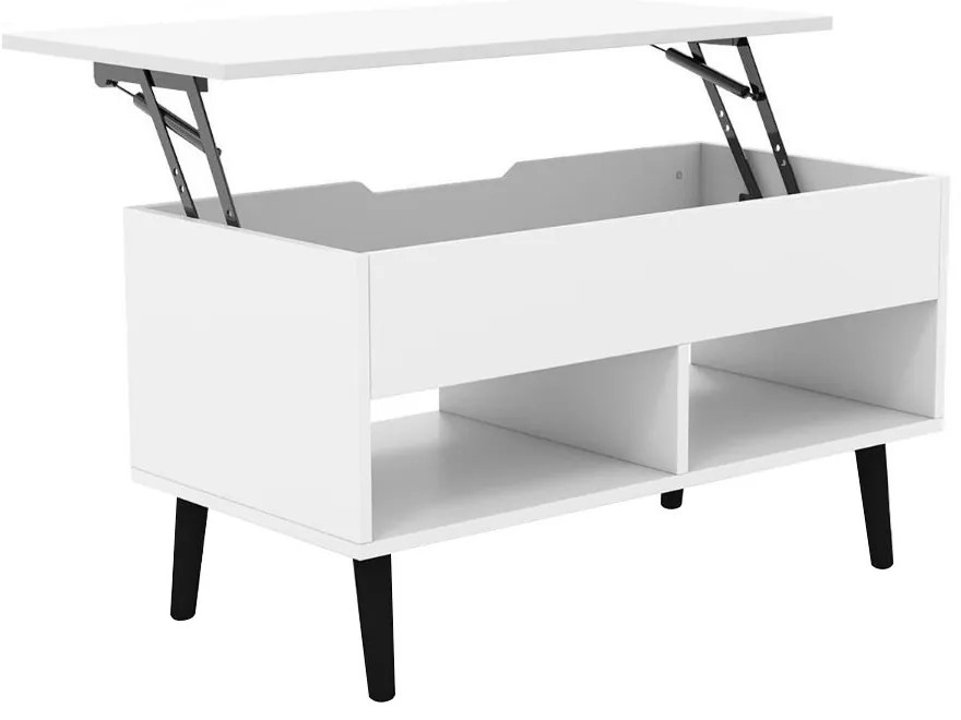 Masă de cafea cu blat rabatabil, alb