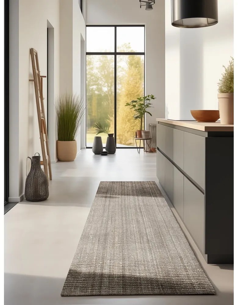 Covor tip traversă taupe din iută 80x200 cm Bouclé – Hanse Home