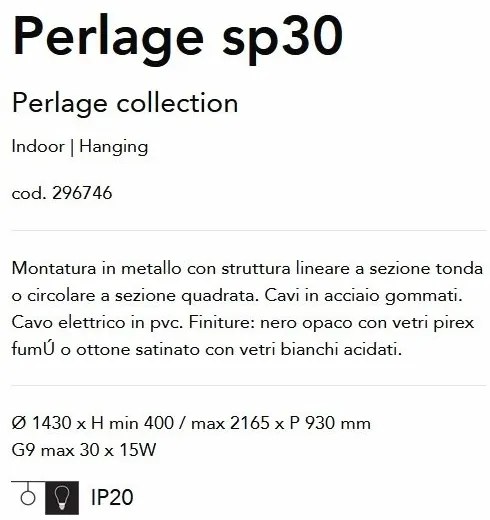 Lustra moderna cu 30 surse de lumina PERLAGE SP30 OTTONE SATINATO