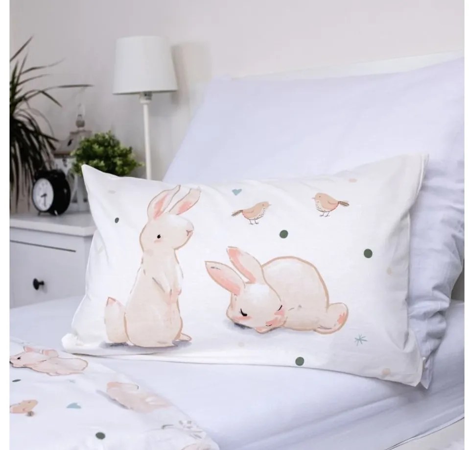 Lenjerie de pat din bumbac pentru patut BUNNIES albă Dimensiune lenjerie de pat: 40 x 60 cm | 100 x 135 cm