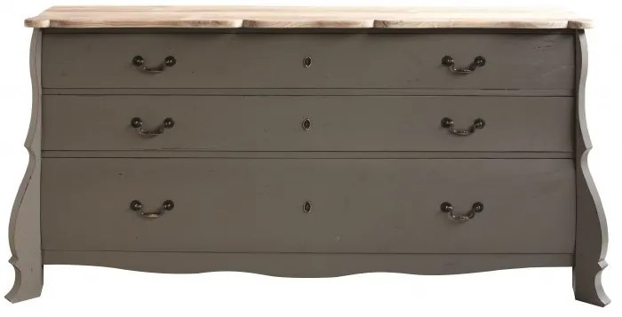 Comoda gri din lemn de pin cu 3 sertare, aspect vintage, "Charlotte"