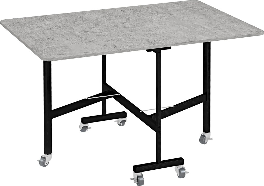 HOMCOM Masă Pliabilă pentru 4-6 Persoane, Masă de Bucătărie Modernă cu Spațiu Economic și 6 Roți, 120x80x73 cm, Gri | Aosom Romania