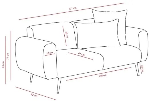 Canapea PISA, 2 locuri, crem