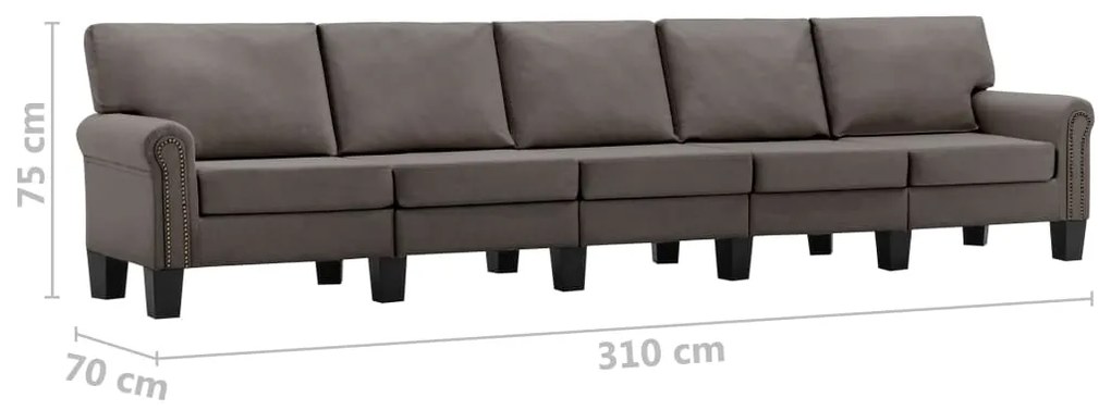 Canapea cu 5 locuri, gri taupe, material textil Gri taupe, cu 5 locuri
