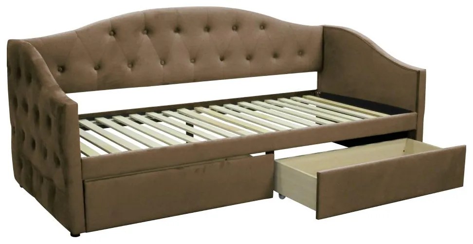 Pat de o persoană (divan) 90 cm Zonas (maro) (cu somieră) (cu sp. depozitare). 1116568
