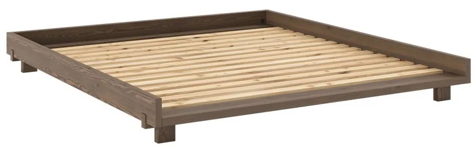 Pat matrimonial maro din lemn de pin cu somieră 180x200 cm Social – Karup Design