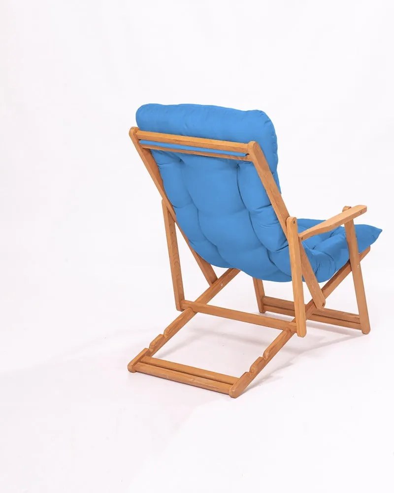 Șezlong de grădină albastru/natural din lemn – Floriane Garden