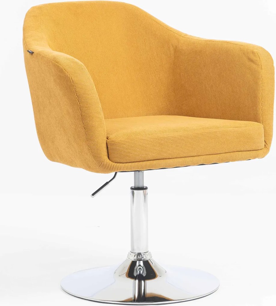 HR832N Scaun Catifea Reiată Premium culoare Curry Galben cu Bază Cromata