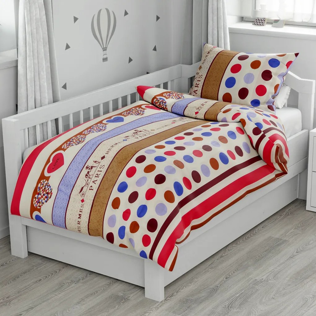 Lenjerii din bumbac pentru patut Culoare crem, HEARTS AND POINTS