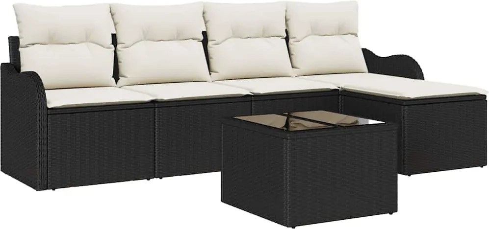 vidaXL Set de canapele pentru grădină 6 pcs Negru poliratan