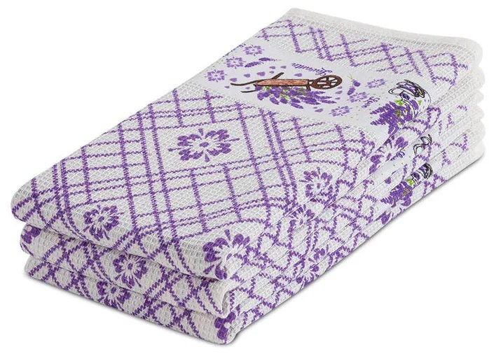 Set prosoape bucătărie vafelă LAVANDĂ 40 x 60 cm 3 buc