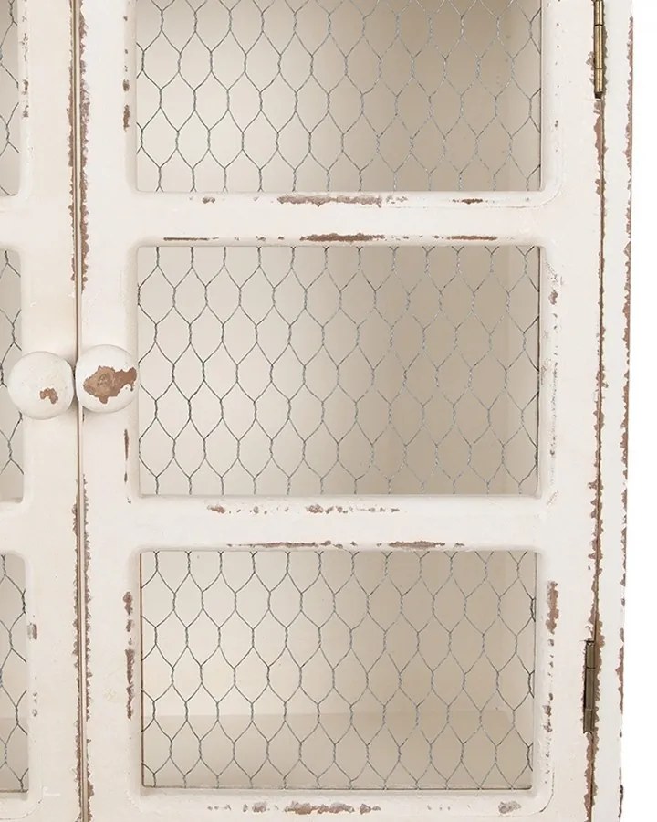 Dulap de perete, alb, din lemn, aspect vintage, Blanchette