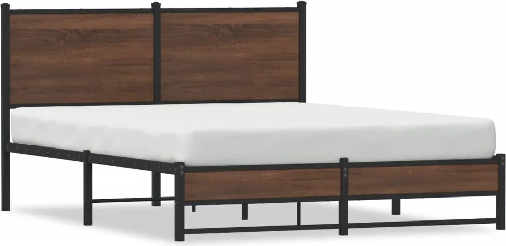 vidaXL Cadru pat metalic fără saltea, stejar maro, 150x200 cm
