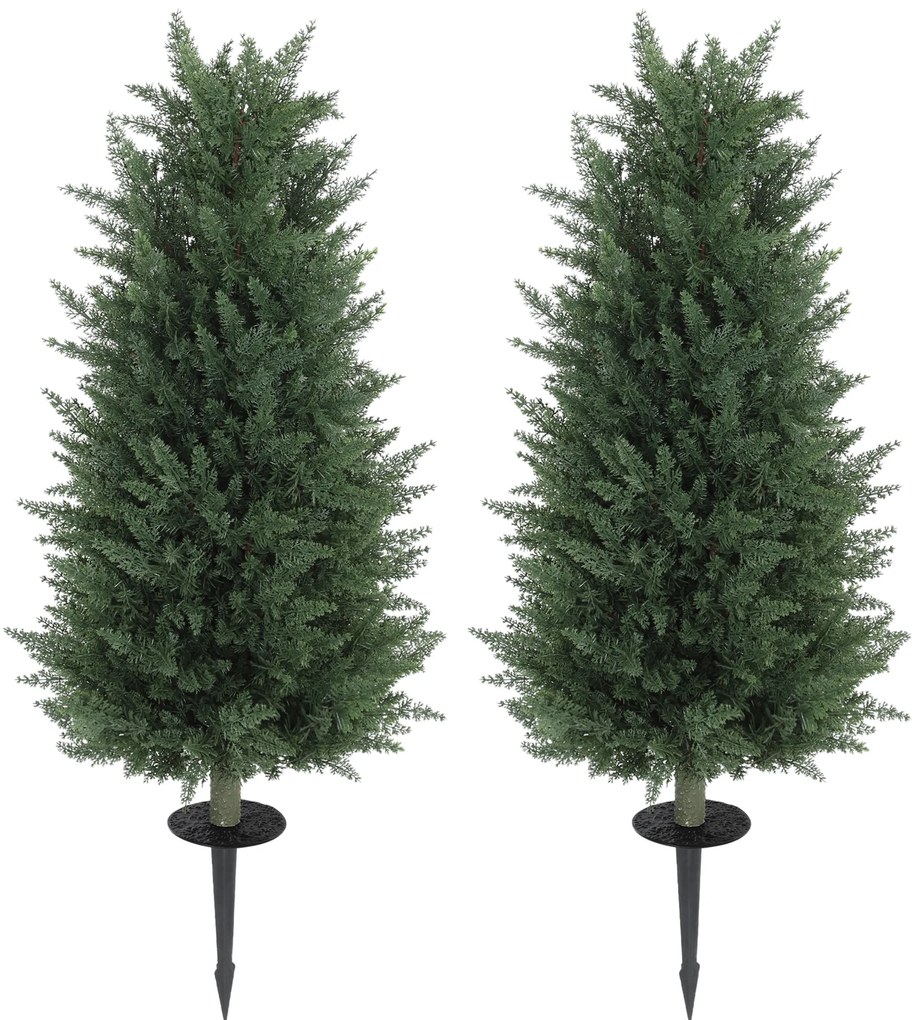 HOMCOM Set de 2 plante artificiale, chiparosi artificiali cu 831 de frunze fiecare, versatil, Verde | Aosom Romania