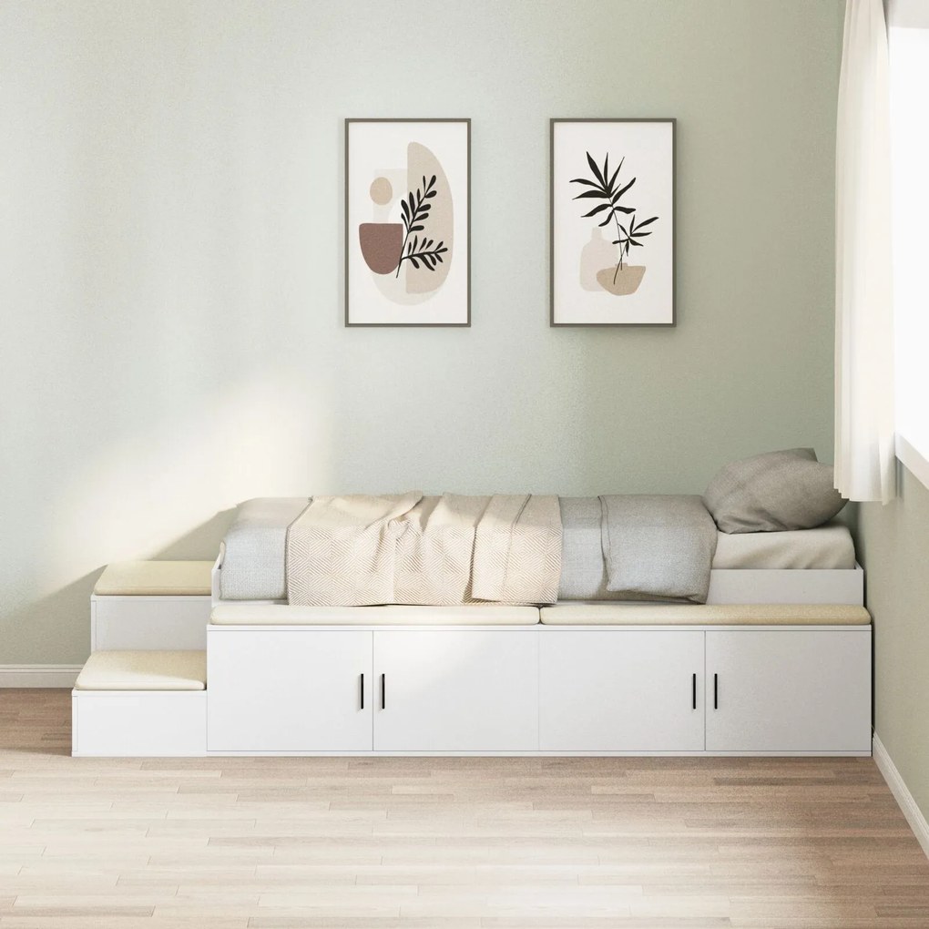 vidaXL Armațiune pat depozitare Alb 90x190 cm