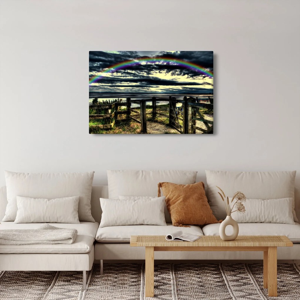 Tablou cu curcubeu deasupa mării (90x60 cm)