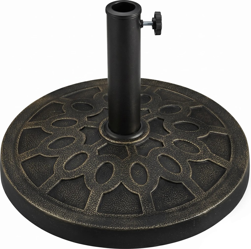 Outsunny Bază Rotundă pentru Umbrelă de Ø38 mm și Ø48 mm cu Mâner, Ø45x33 cm, Bronz | Aosom Romania
