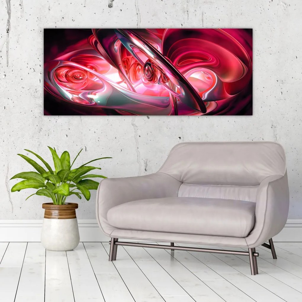 Tabloul fractalilor în roșu (120x50 cm)