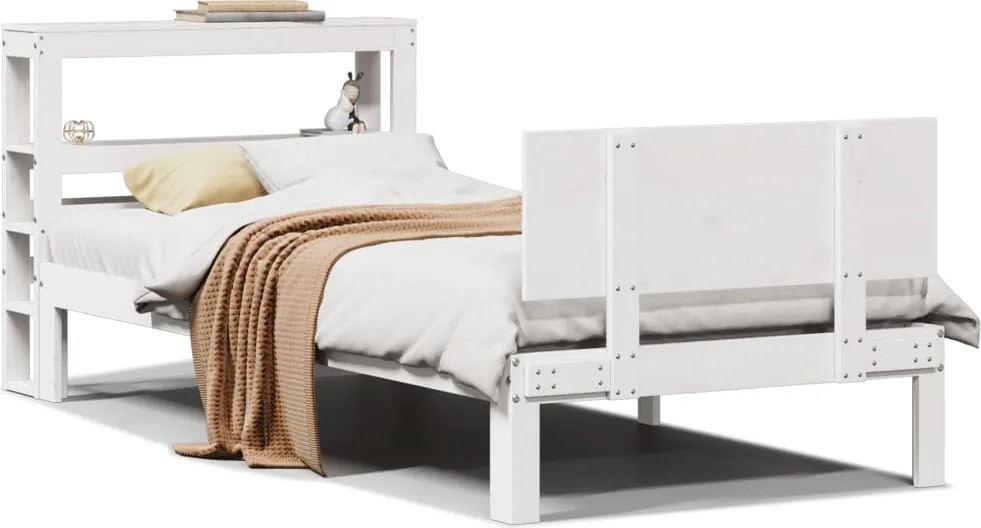 vidaXL Cadru de pat cu tăblie fără saltea, alb, 90x190 cm