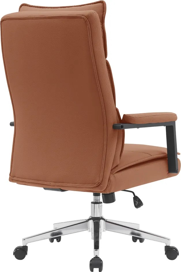 Scaun de birou, piele ecologică maro camel/crom, KAHIL