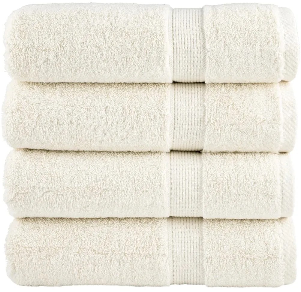 vidaXL Prosoape de duș premium SOLUND 4 buc. crem 70x140 cm 600 gsm
