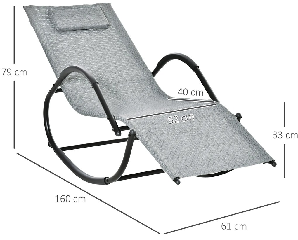 Outsunny Șezlong cu design contemporan, rocking chair ergonomic cu tetieră detasabilă, brațe și suport pentru picioare, acoperire textilen | Aosom Romania