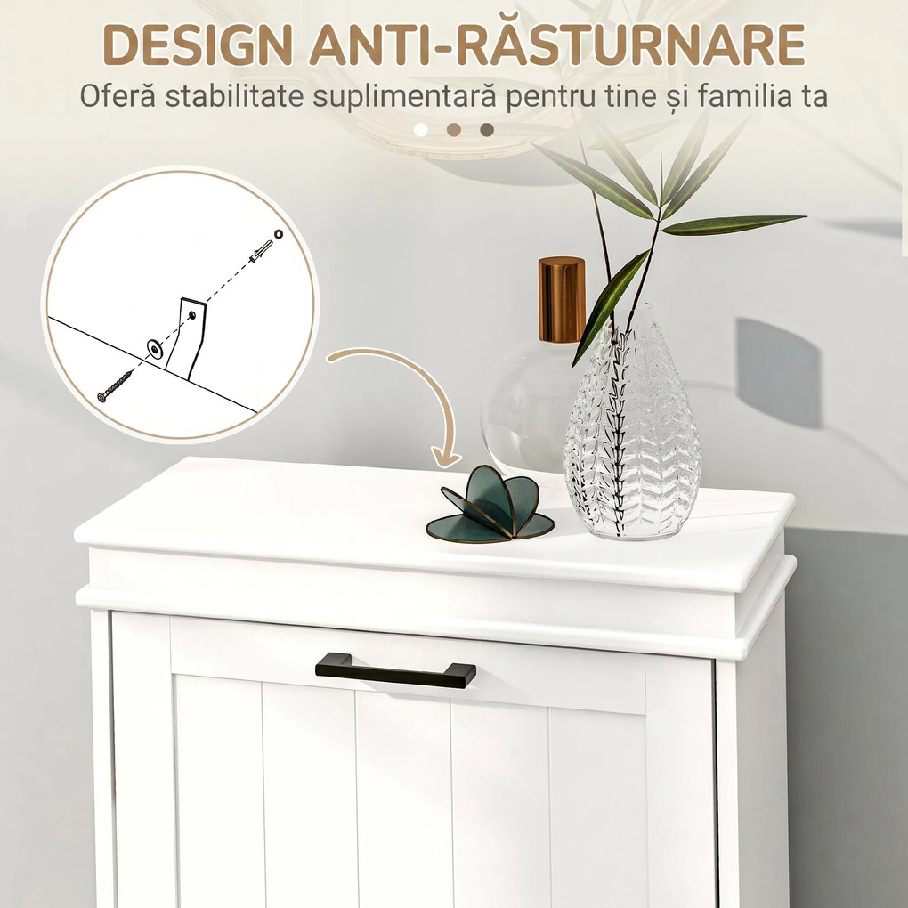HOMCOM Dulap pentru Pantofi Spațios cu 2 Sertare Rabatabile pentru 10 Perechi de Pantofi, 54x24x82,5 cm, Alb | Aosom Romania