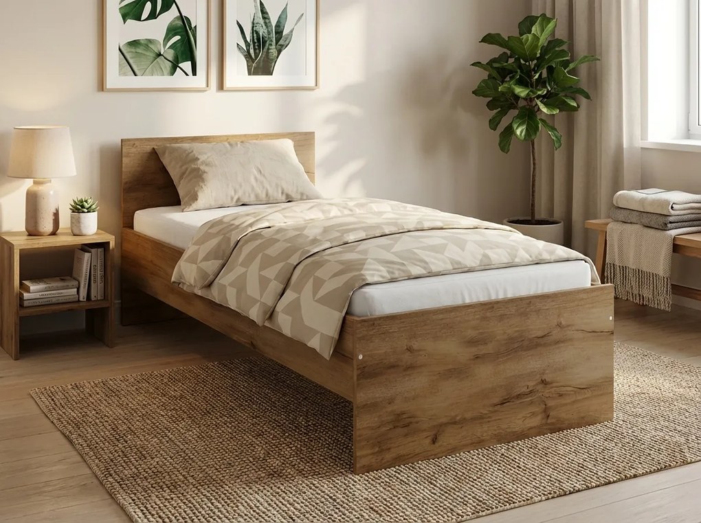 Pat ELISA 90 x 200 cm, stejar artisan Saltele: Fara saltea, Somiera pat: Cu lamele drepte