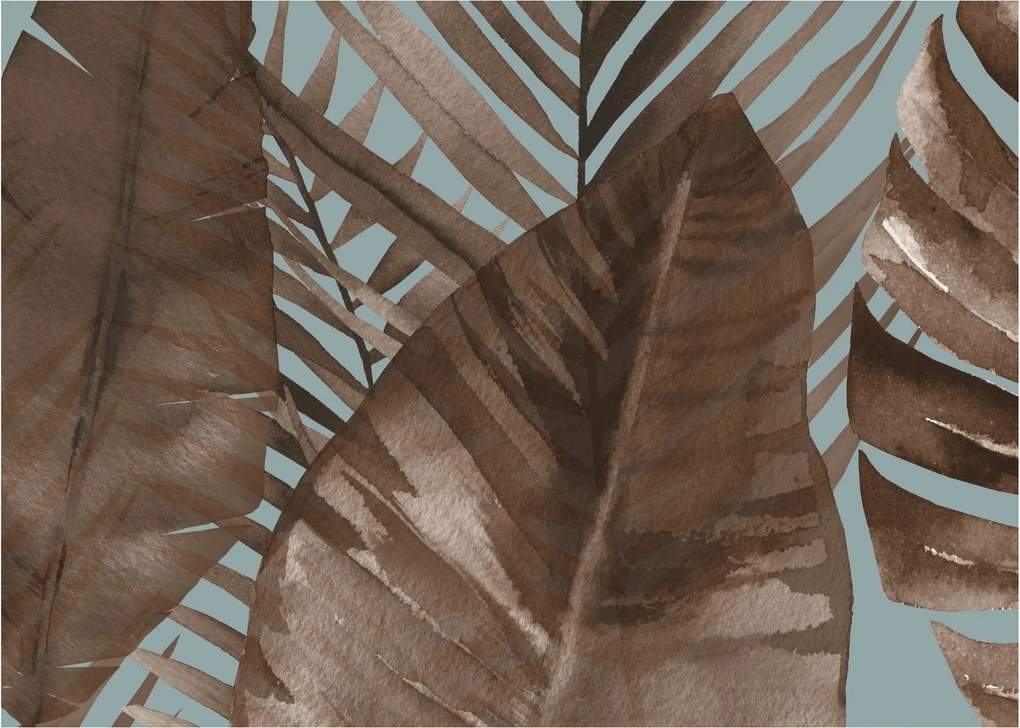 Tablou pe sticlă - Frunze de palmier acvarel (70x50 cm)