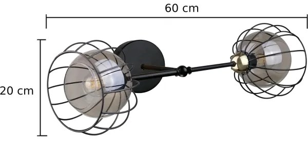 Aplică SOLO BLACK 2xE27/60W/230V neagră/aurie