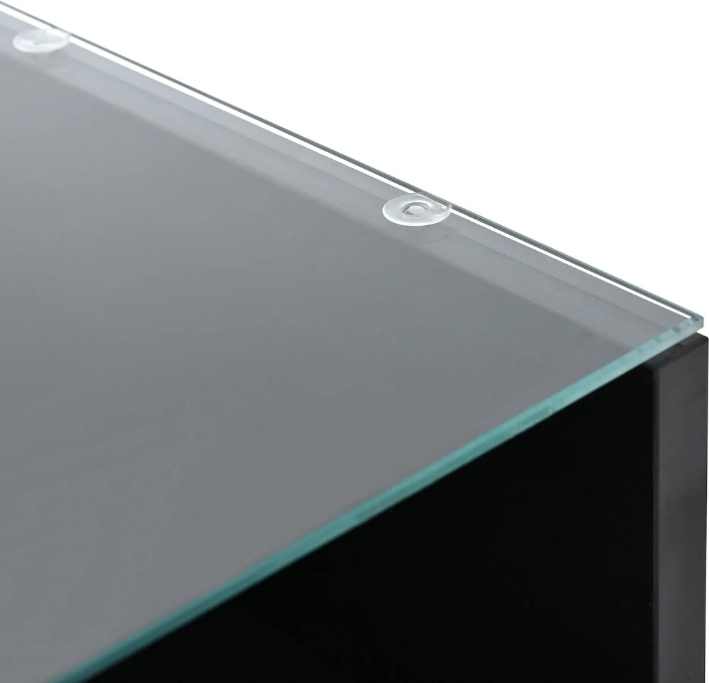 Masă de cafea multifuncțională, cu finisaj lucios și lift, cu iluminare LED, reglabilă pe înălțime și cu spațiu de depozitare flexibil, 78x78x45,5 cm, Negru