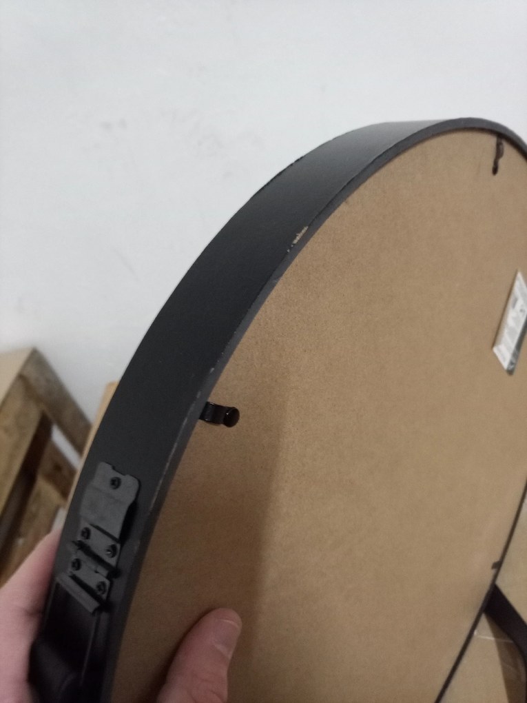 OFERTA Oglinda rotunda neagra cu maner din piele NAHAD Ø50 cm II. calitate